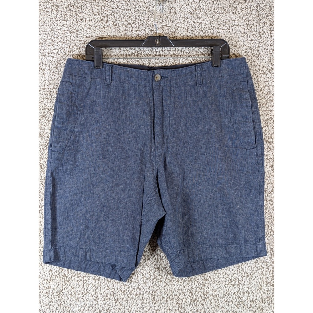 J Crew Linen‎ Blend Shorts Men's 35 Navy Blue Casual Golf Hike Outdoors